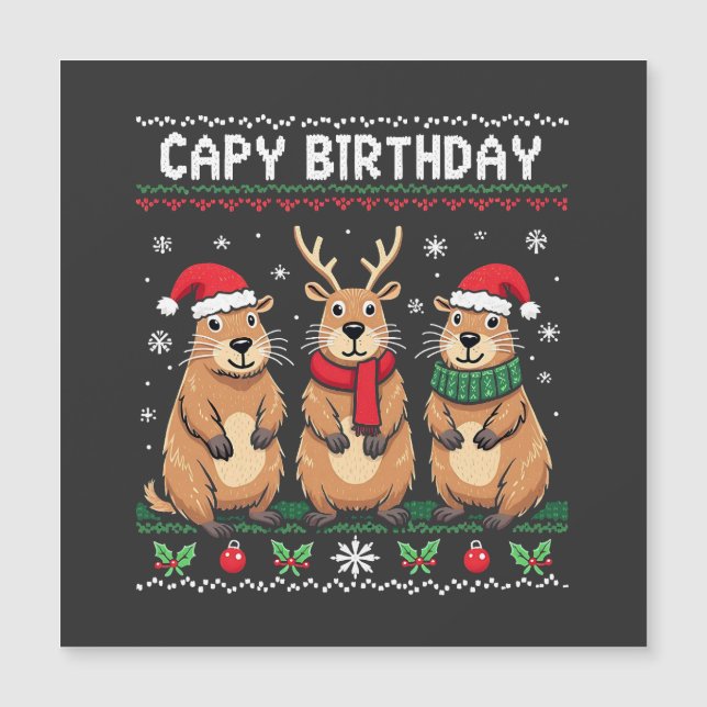 Capy Aniversário Suéter Feio de Natal Capybara   (Frente)