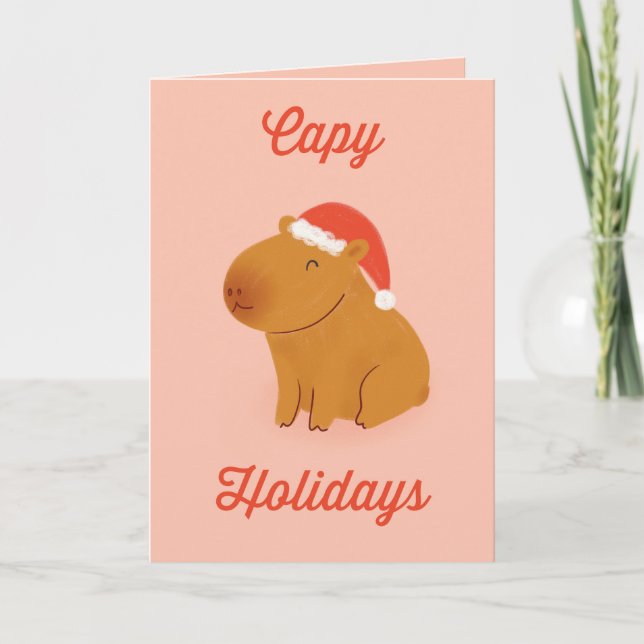 Capy Holidays Cartão de Natal Capybara (Frente)