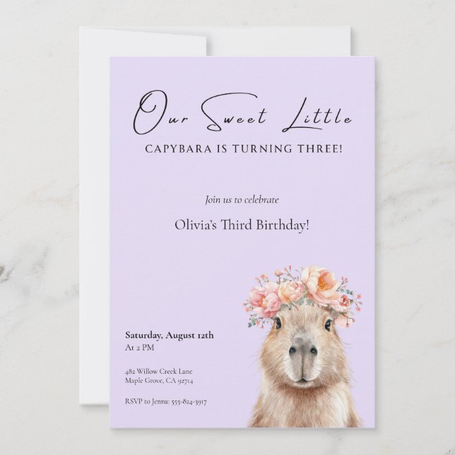 Capybara Birthday Invitation • Little One (Frente)