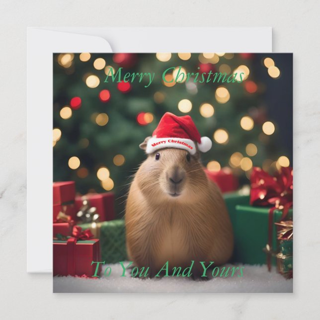 "Capybara Claus: Uma Maravilha Festiva Bokeh" (Frente)