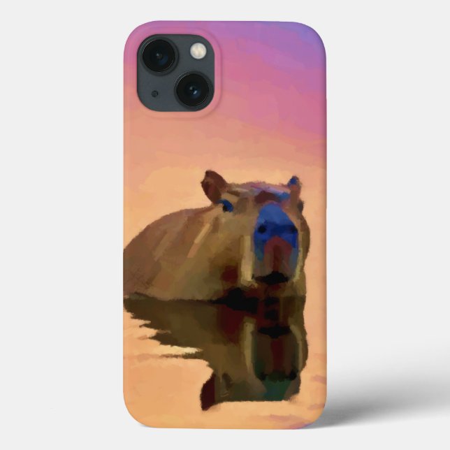 Capybara Emergente de Arte Tranquil em Lago (Verso)