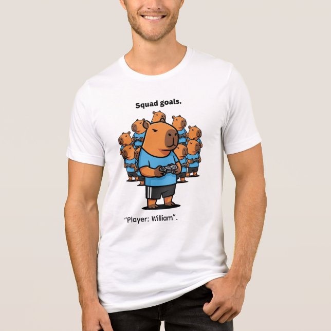 Capybara Gamer T-Shirt _ Custom Name (Frente)