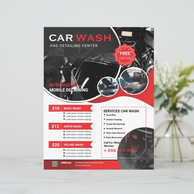 Car Wash Flyer Template (Em pé/Frente)