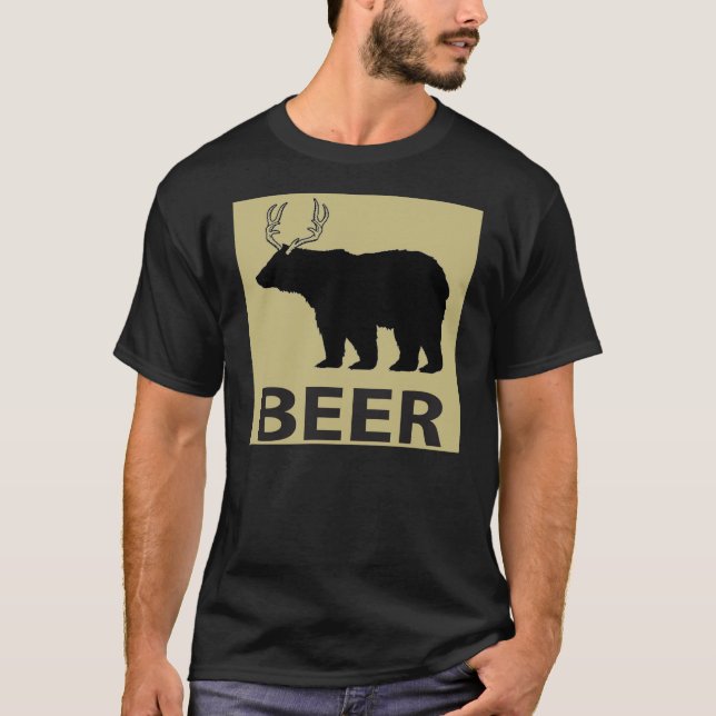 Cara camiseta do urso engraçado da cerveja (Frente)