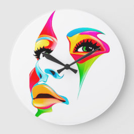 Cara Colorida Redonda (Grande) Relógio de Parede