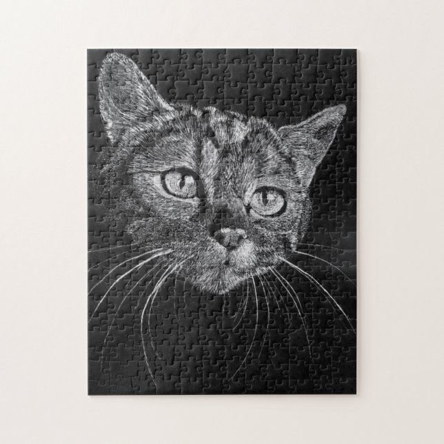 Cara de gato... quebra-cabeça de desafio de 11 x 1 (Vertical)