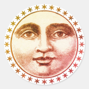 Cara de lua e etiqueta do selo do presente das