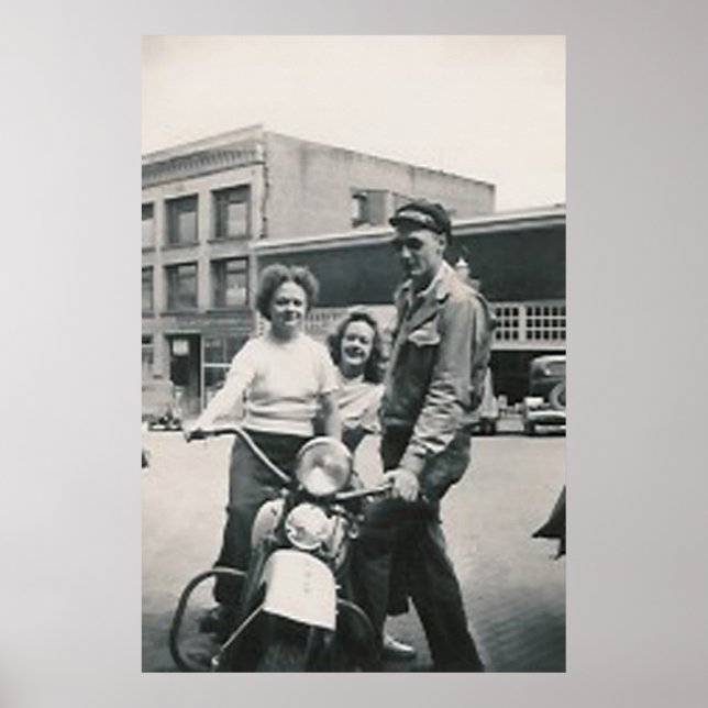 cara de motocicleta e duas raparigas poster (Frente)