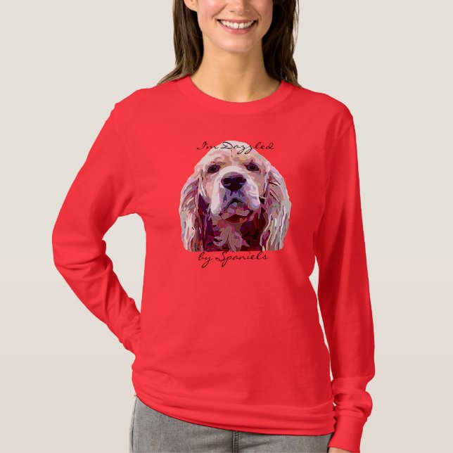 Cara do Spaniel no t-shirt das cores do brilho (Frente)
