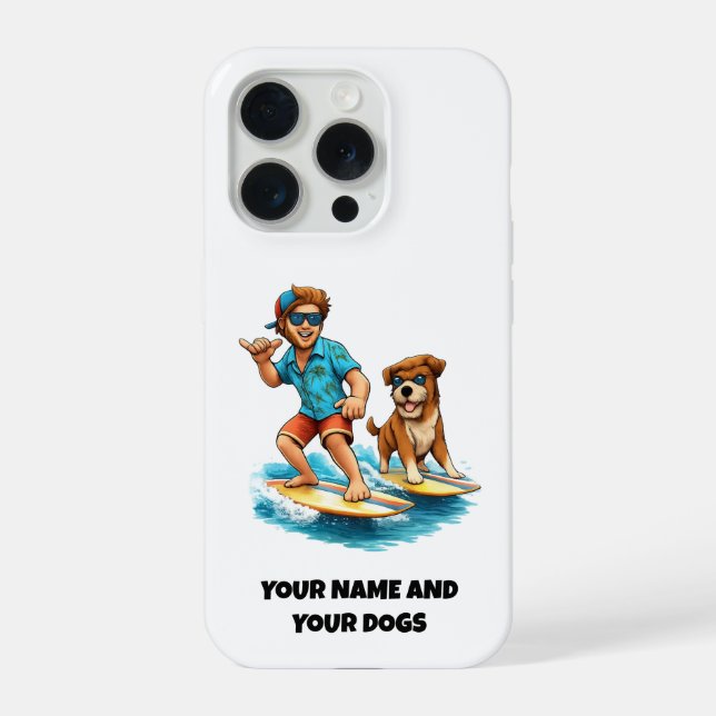Cara e Seu Cachorro Surfando Adesivo de Telefone D (Verso)
