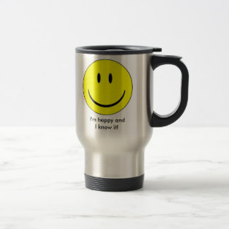 Cara feliz caneca isolada