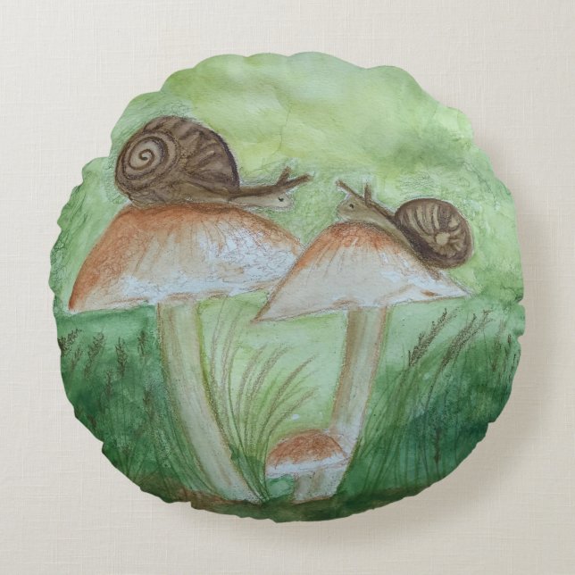 Caracóis em Almofada Redonda de Fundo de Salva (Frente)