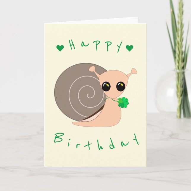 Caracol de sorte com cartão de aniversário de Clov (Frente)