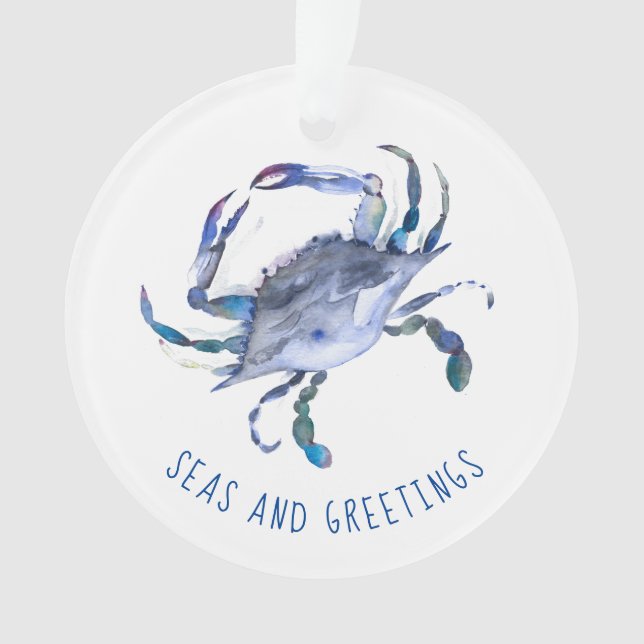 Caranguejo-Aquarela Primeiro Enfeites de natal Cas (Frente)