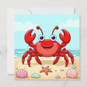 Caranguejo de desenho animado vermelho alegre em u