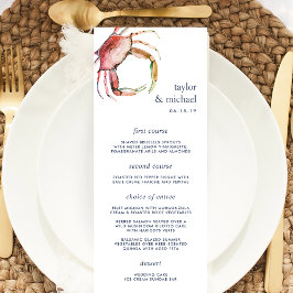 Caranguejo Vermelho | Cartão de Menu de Casamento 