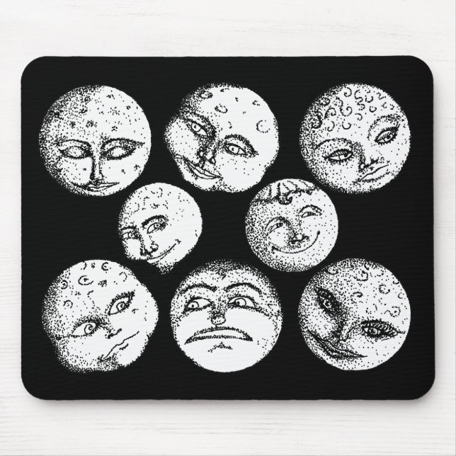 Caras de lua Mousepad - preto (Frente)