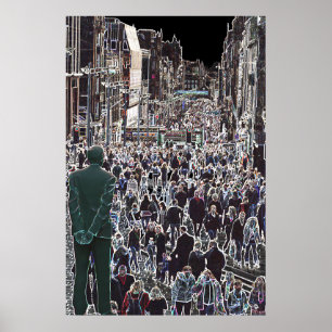 Caras no poster de Glasgow Scotland da multidão