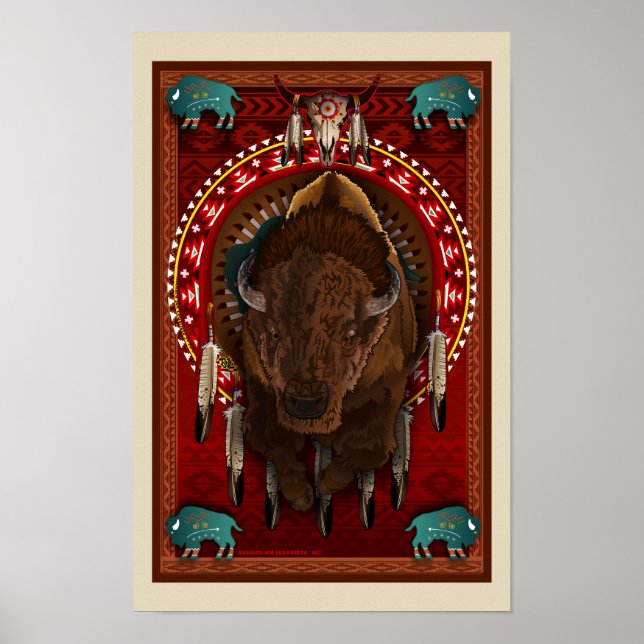 Caratemade Native American Buffalo design poster (Frente)