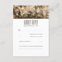 Carateres RSVP de Casamento Rústico com Luzes Dour
