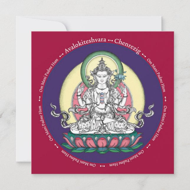 CARD Chenrezig / Avalokiteshvara - com envelope (Frente)