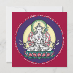 CARD Chenrezig / Avalokiteshvara - com envelope