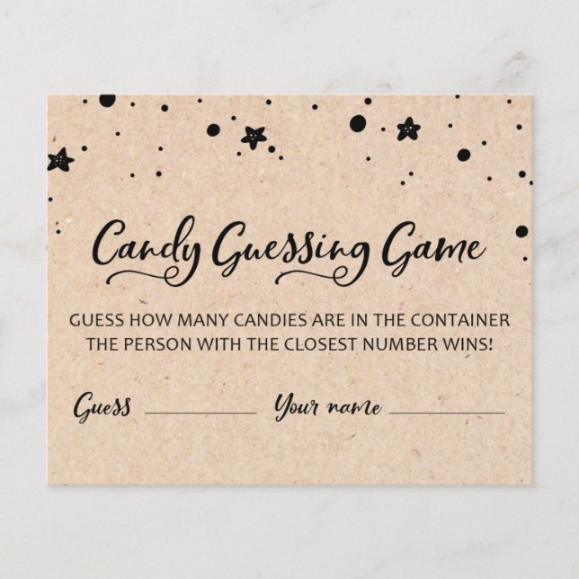 CARD Quantas Candies no Jogo do Chá de fraldas Jar (Frente)