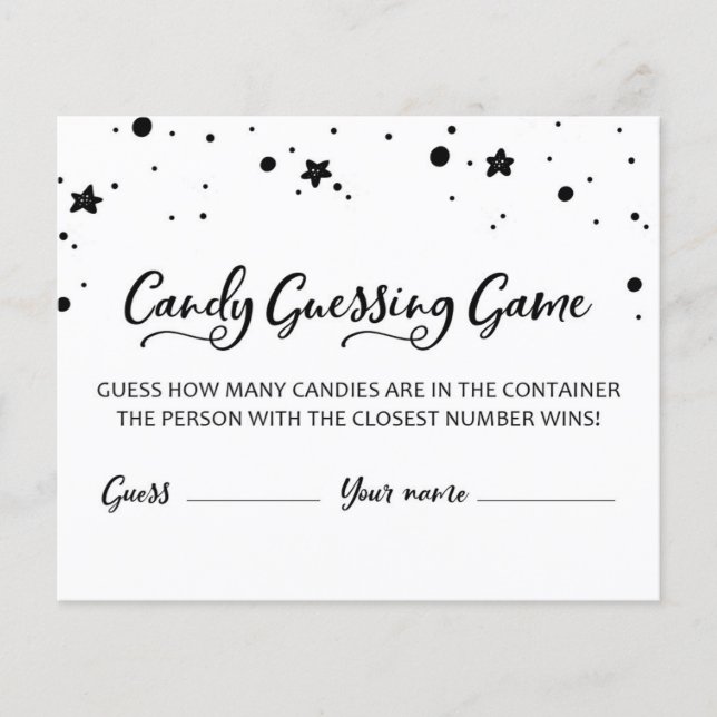 CARD Quantas Candies no Jogo do Chá de fraldas Jar (Frente)