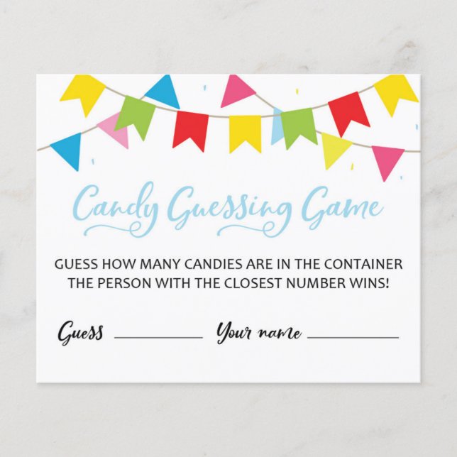 CARD Quantas Candies no Jogo do Chá de fraldas Jar (Frente)