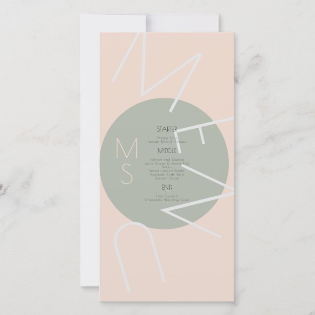 Cardápio Circular de Casamento com Coração Monogra (Frente)