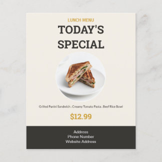 Cardápio de Almoço Especial de Hoje do Negócio de 