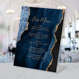 Cardápio de Bar de Casamento Ágata Dourada Azul Ma