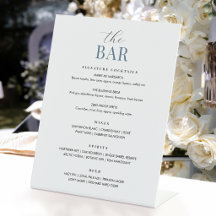 Cardápio de Bar de Casamento Elegante Chic Minimal