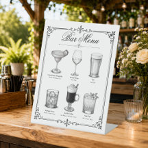 Cardápio de Bar de Coquetel de Caligrafia Clássica