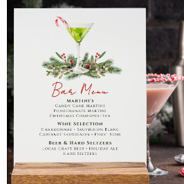 Cardápio de Bar de Festa de Natal Martinis e Mistl