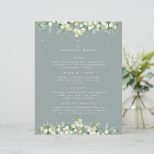 Cardápio de Bebidas de Casamento Seafoam Snowberry