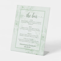 Cardápio de Bebidas ou Bar de Casamento Floral Ver