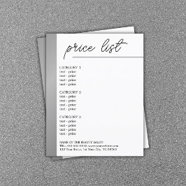 Cardápio de Beleza Linha Prata Falso Branco Minima