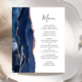 Cardápio de Casamento Agate Navy Blue Orçamento Ro