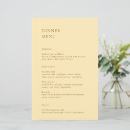 Cardápio de Casamento Amarelo Manteiga Minimalista