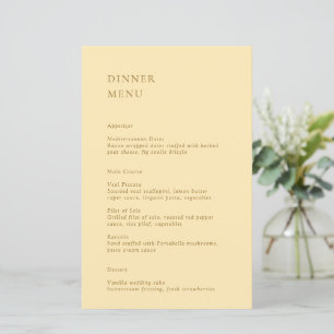 Cardápio de Casamento Amarelo Manteiga Minimalista