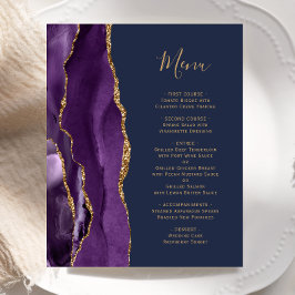 Cardápio de Casamento Azul Naval Ágata Roxa Econôm
