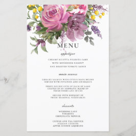 Cardápio de Casamento Boho Chic Floral Rosa Magent