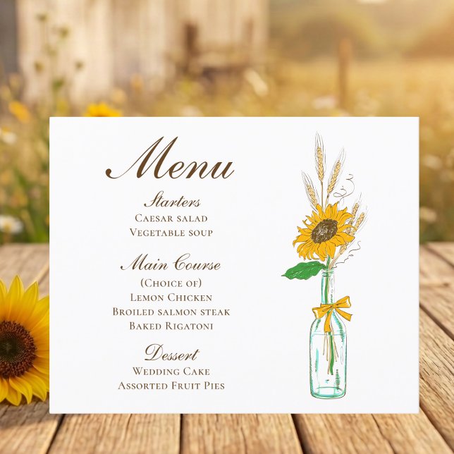 Cardápio de Casamento Boho Rústico com Girassóis C (Criador carregado)