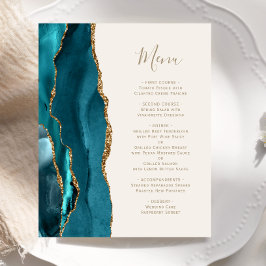 Cardápio de Casamento Budget Teal Gold Ágata Marfi