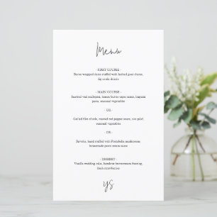 Cardápio de Casamento Chic Moderno Preto e Branco