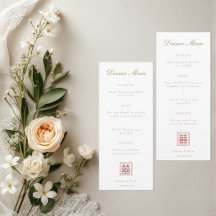 Cardápio de Casamento Chinês Moderno Dupla Felicid