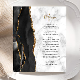 Cardápio de Casamento com Mármore Ágata Dourada Pr