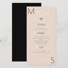 Cardápio de Casamento com Monograma no Coração
