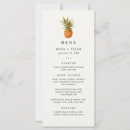 Cardápio de casamento com padrão de abacaxi tropic